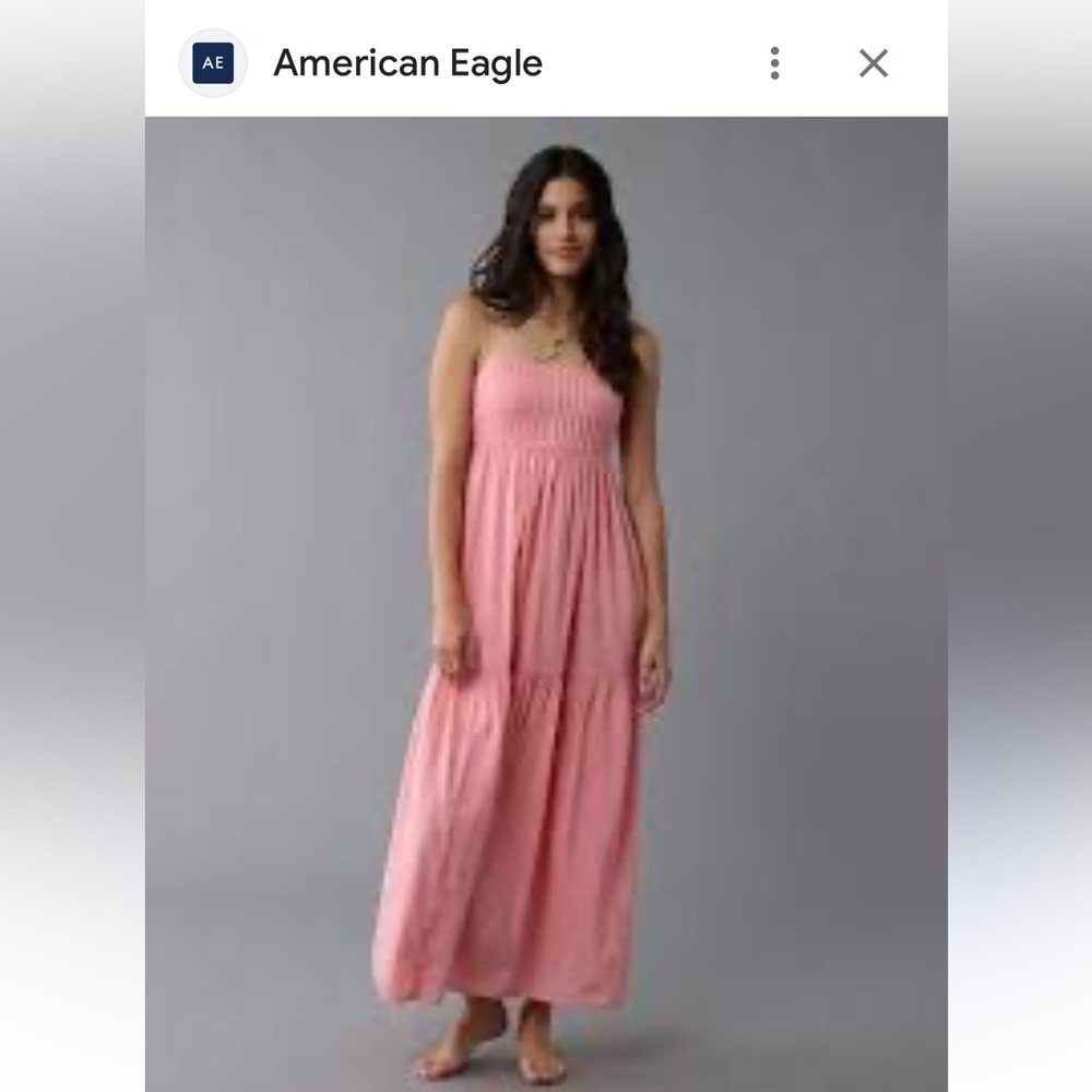 American Eagle tube style smocked Red Sleeveless Dress